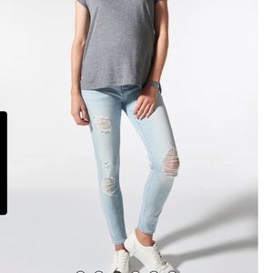 Blanqi Denim Maternity Belly Support Skinny Jeans- SZ 4- Light Destroy Wash